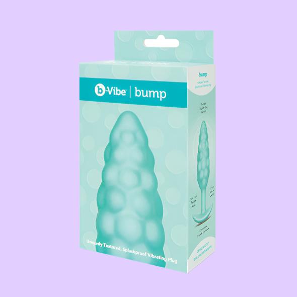 b-Vibe Bump Texture Plug S Πρωκτική Σφήνα με Δόνηση και Ανάγλυφη υφή σε χρώμα μέντας σε συσκευασία