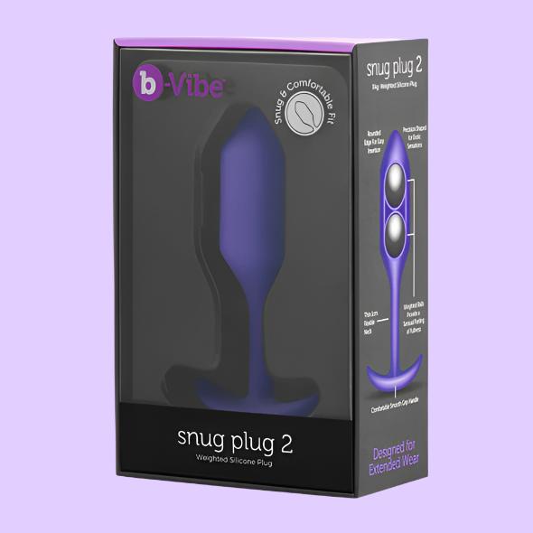 b-Vibe Snug Plug 2 Πρωκτική Σφήνα σε μωβ χρώμα σε συσκευασία